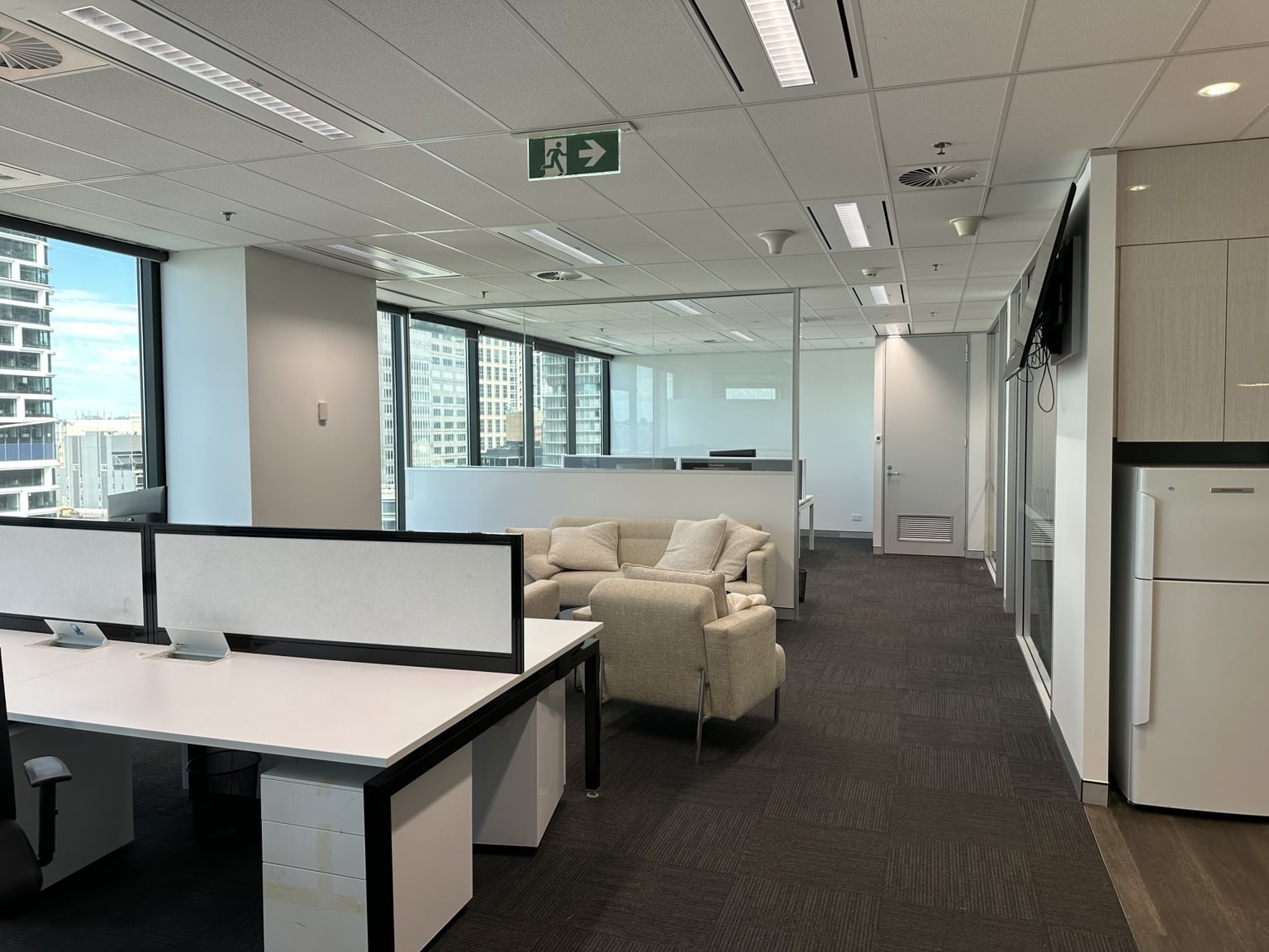 Office wall repainting in Sydney CBD tenancy ahead of final commercial clean