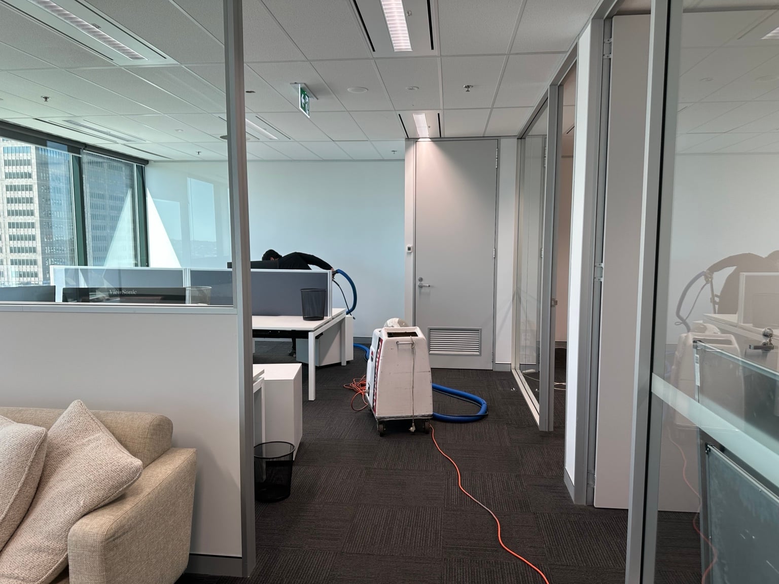 Commercial carpet extraction during Sydney CBD office exit